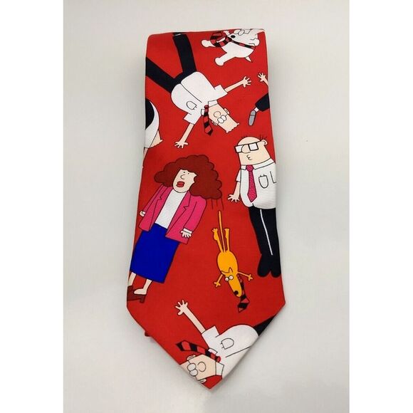 DILBERT with Friends 100% Silk Tie 306630 Office Humor Engineer Comics USA - Picture 3 of 11